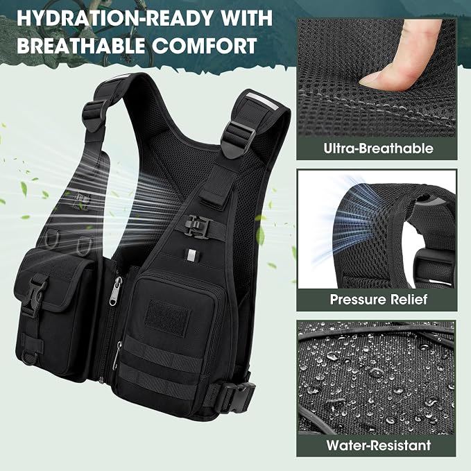 RAINSMORE Hydration Backpack with 2L Water Bladder, Lightweight Running Vest for Men Women, Adjustable Water Chest Pack for Hiking, Cycling, Marathon