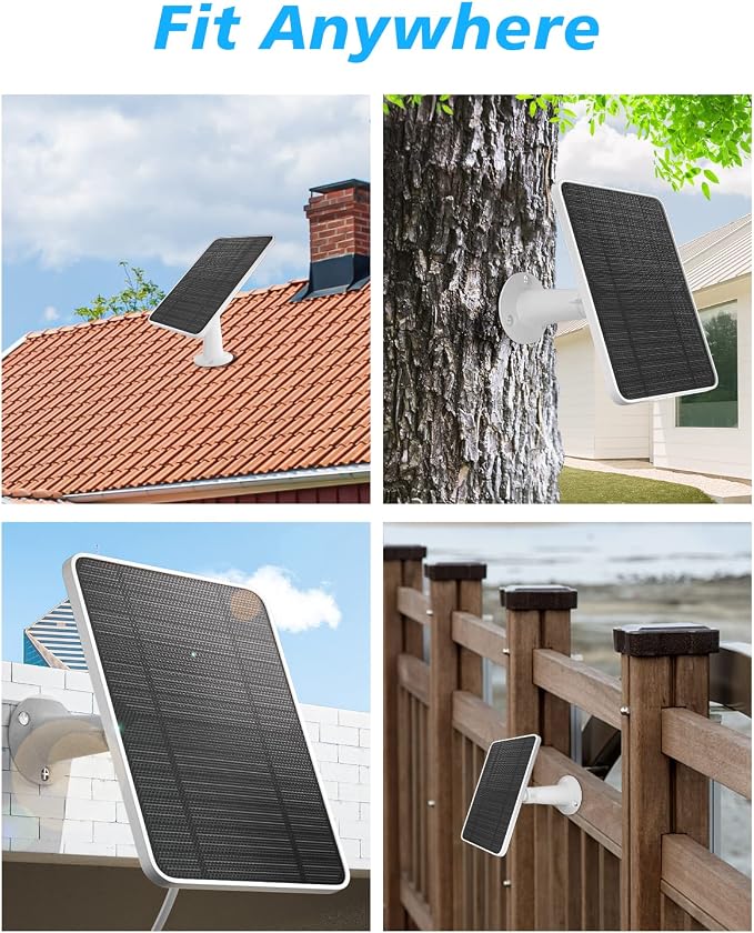Solar Panel Charger Compatible with Ultra/Ultra 2/Pro 3/Pro 4/Pro 3 Floodlight Security Camera, 5V 4W Solar Panels Charging IP65 Weatherproof w/ 9.8ft Charging Cable Adjustable Wall Mount, 3 Pack