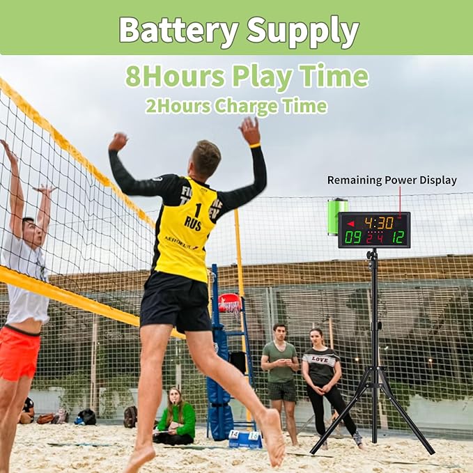 Portable Digital Scoreboard with Tripod,Multiple Sport Electronic Scoreboard with LED Display