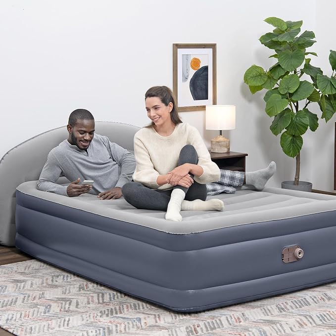 Bestway 33" Queen Air Bed with Built-in AC Pump, Tritech LoungeLux Headboard Air Mattress