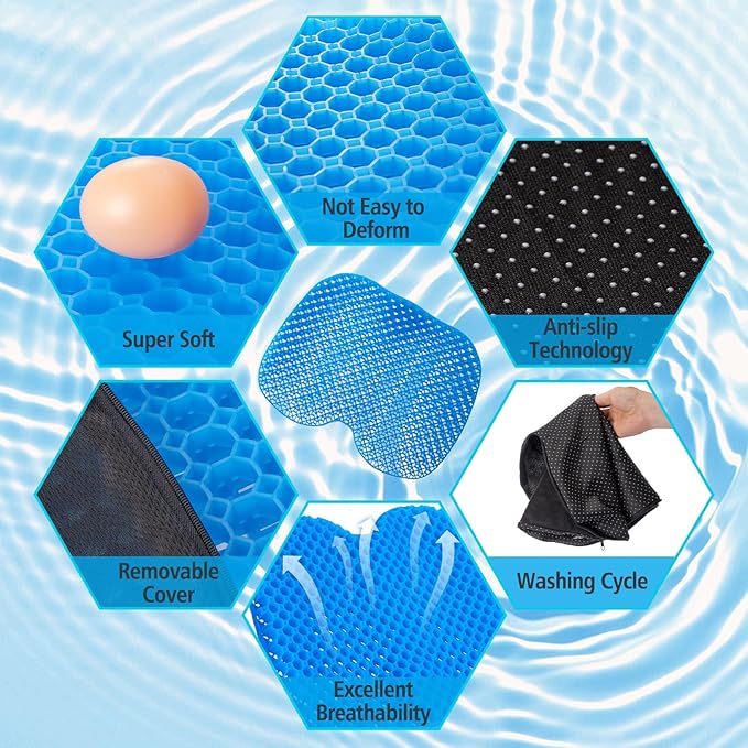 2 Pack Kayak Seat Cushion Non-Slip- Waterproof Thicken Gel Boat Kayak Canoe Rowing Stadium Pad, Portable Canoe Rowing Rubber Dinghy Pad for Kayaking/Canoeing/Fishing, Kayak Accessories