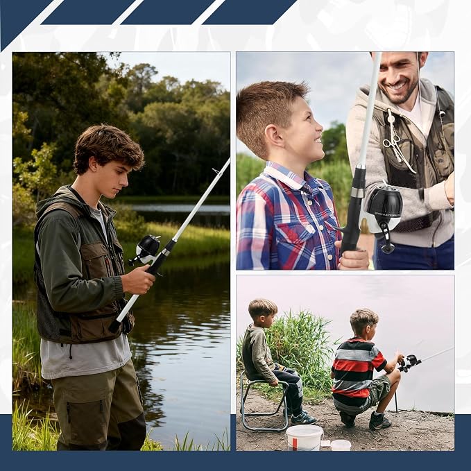 WIDDEN Kids Fishing Pole, Youth Fishing Rod and Reel Combo - Telescopic Portable Fishing Pole with Tackle Box Bag Starter Anglers Set, Fishing Gear Kit for Boys Girls Teens Age 5-18 and Beginners