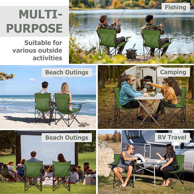 Joyfair Portable Camping Chair, Outdoor Lawn Folding Chairs for Adults, Heavy Duty Large Foldable Chairs for Beach, Fishing, Tailgating and More Outdoor Sport, Carry Bag & Cup Holder