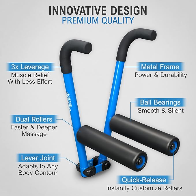 DoubleUP Roller Recovery Kit - Muscle Massager with Lever-Action Pressure Control and Quick-Change Rollers