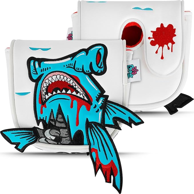 Big Crazy Golf Head Covers, Golf Club Covers Funny, Driver Headcovers, Golf Club Covers, Fairway Woods Head Covers, Hybrids Headcover, Putter Cover with Soft Lining for Golf Gift Hammerhead Sharks