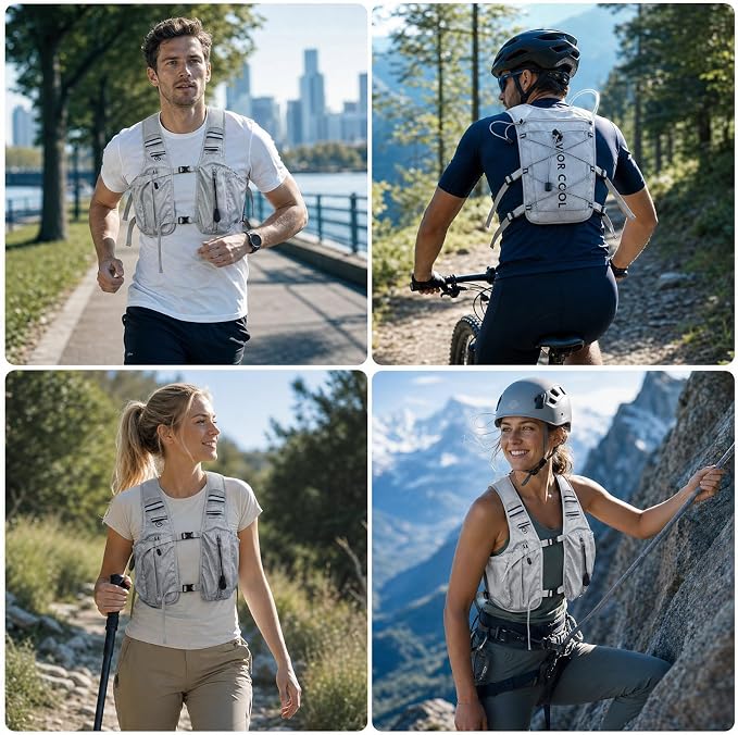 Cooling Vest for Men Women, Hydration Vest for Running Hiking | 2L Water Bladder，3 Cold Source