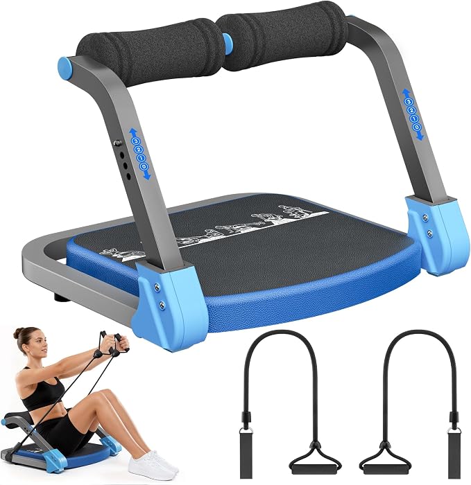Ab Machine Ab Trainer - Sit Up Exercise Equipment& Core Machine, 4 Level Adjustable Resistance, Foldable Ab Crunch Machine for Home Gym Stomach Workouts