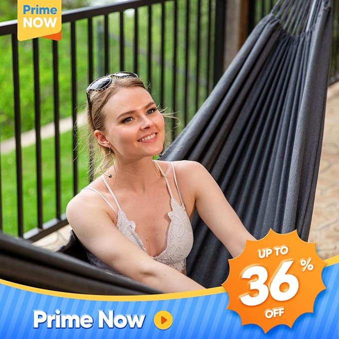 SUNCREAT Hammocks Outdoor Camping Double Hammock, Extra Large 2 Person Hammock for Camping, Dark Gray