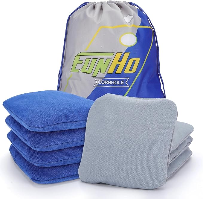 EunHo Regulation Cornhole Bags Set of 8 - Dual Sided Slick and Stick Cornhole Bean Bags for Tossing Game Professional All Weather Pro Corn Hole Bags with Tote Bag