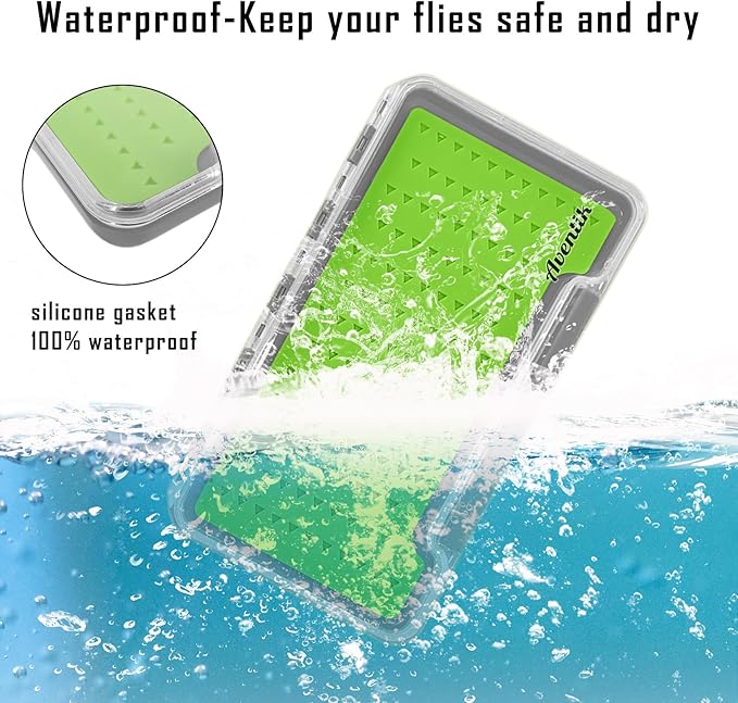 3 PC Fly Fishing Box Silicone Super Slim Waterproof Fly Fishing Tackle Trays Box Best Pocket Storage 7.36"X4.02"X0.63" (Waterproof-Green Silicone B)