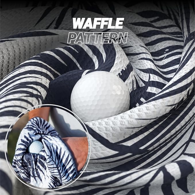 Blue Tees Golf Premium Magnetic Towel - Super Strong Magnet - Microfiber Waffle Design - Silicone Brush - Groove Cleaner - Bag Buckle