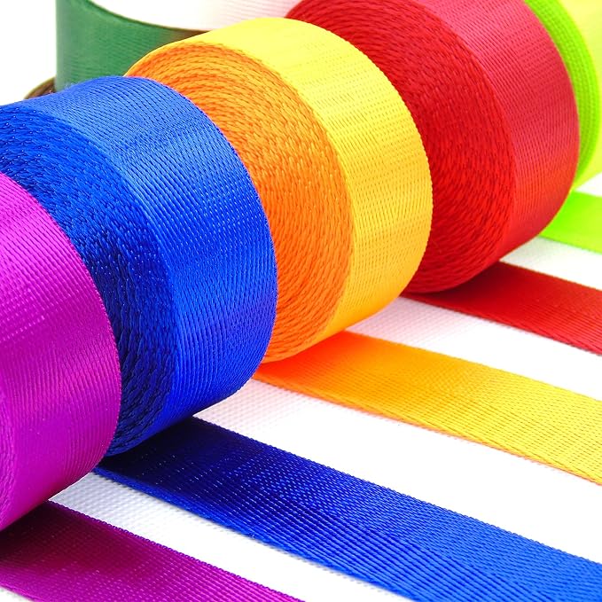 12 Rolls Nylon Webbing 1 inch 1.5 inch 2 inch Nylon Strap Webbing Straps Backpack Straps Nylon Belt, 10 25 50 3.3 Yards Webbing Strapping