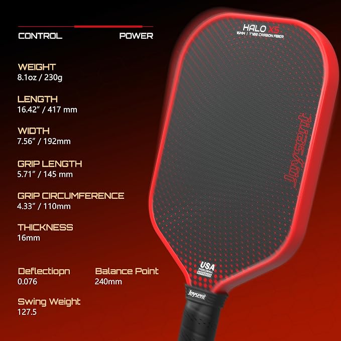 Pickleball Paddles Set, USAPA Approved T700 Carbon Fiber Pickleball Set with Beginner Pickleball Paddle, 16mm Core Power Pickleball Racket for Men Women Adults, Halo X5