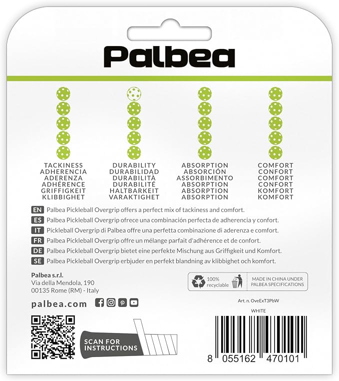Pickleball OverGrip Tape - Pack of 3/6/12/22/60 - Extra Tacky White Pickleball Grip Tape - High Sweat Absorption & Non-Slip Soft Touch. Accessories Designed to Enhance Your Pickleball Paddle Grip Tape