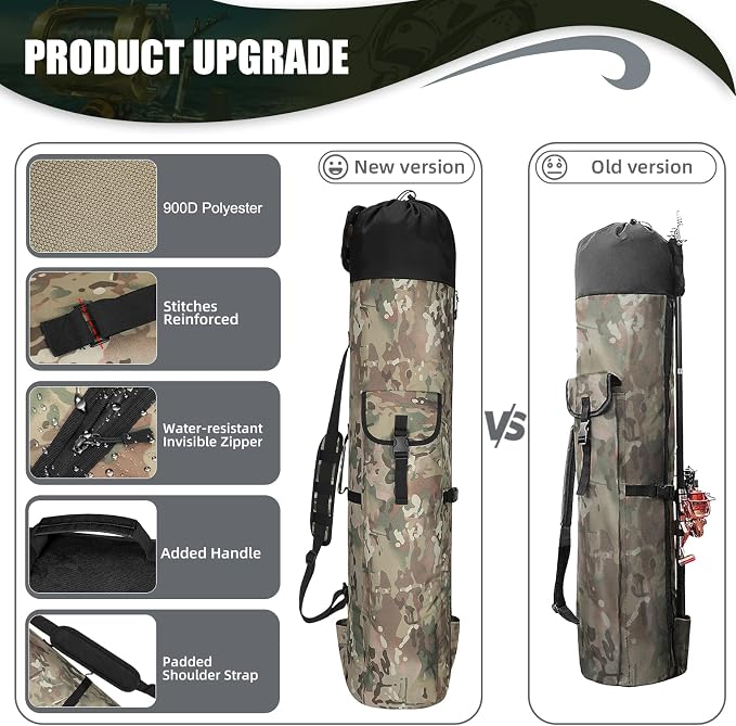 Fishing Pole Bag Rod Case, Folding Fishing Pole Bag Fishing Gear