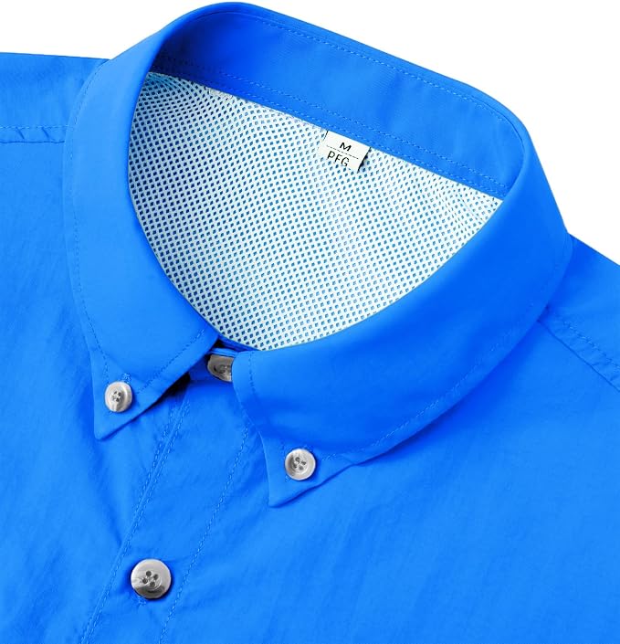 Alimens & Gentle Short Sleeve Fishing Shirt Wicking Fabric Sun Protection Casual Button Down Shirts