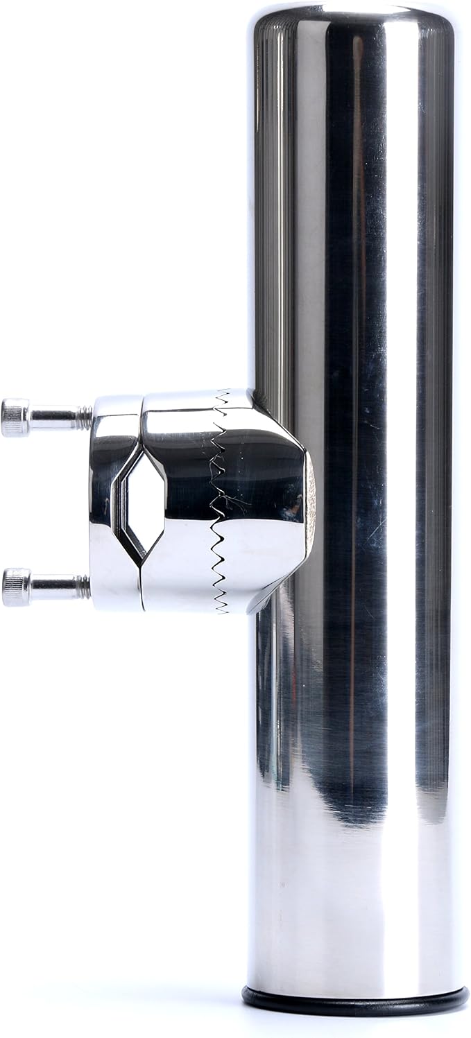 Amarine Made Boat 4pcs Fishing Rod Holder, Stainless Rail Mount Clamp on Rod Holder, Adjustable Fishing Pole Holder for Rails 7/8" to 1"