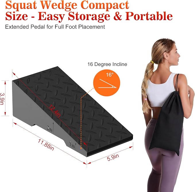 Squat Wedge, Steel Heavy Duty Squat Wedge Block, 2 Pcs Non-Slip Slant Board for Squats, 800 lbs Weight Capacity for Deeper Squats, Calf Raises, Weightlifting and Foot Stretches