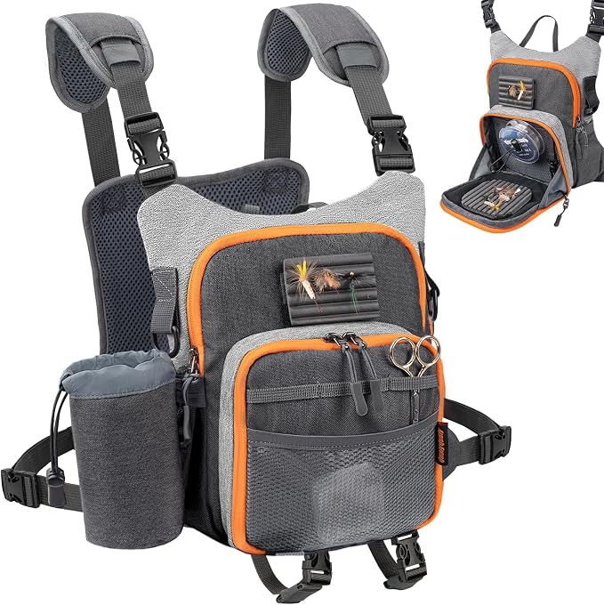 QulayQualy Fly Fishing Pack - Chest Pack with Work Station Lightweight Tackle Fishing Bag with Quick-Release