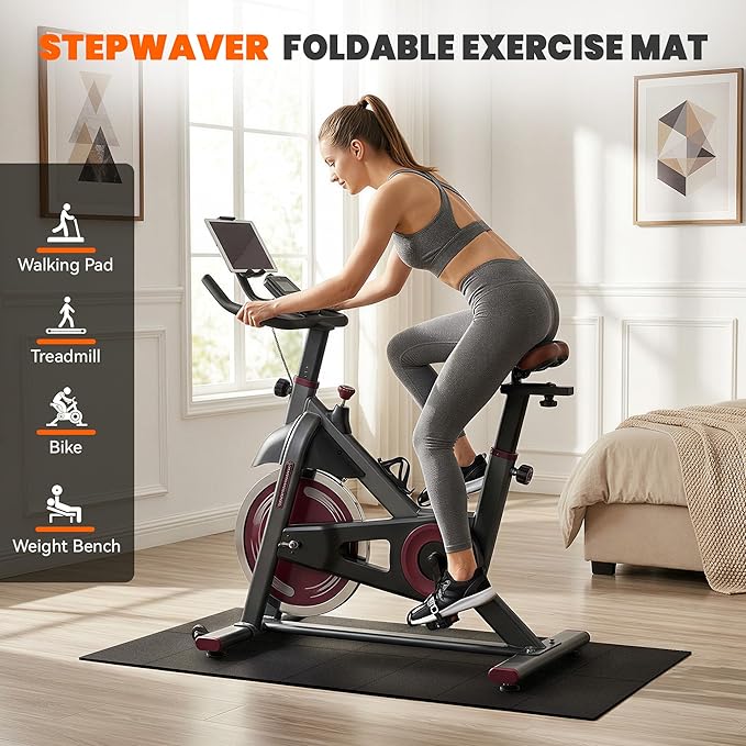 Stepwaver Walking Pad Mat for Carpet, Treamill Mat for Hardwood Floors, High Density, 1/4 Thickness, Folable, Floor Protection for Bike, Elliptical, Treadmill