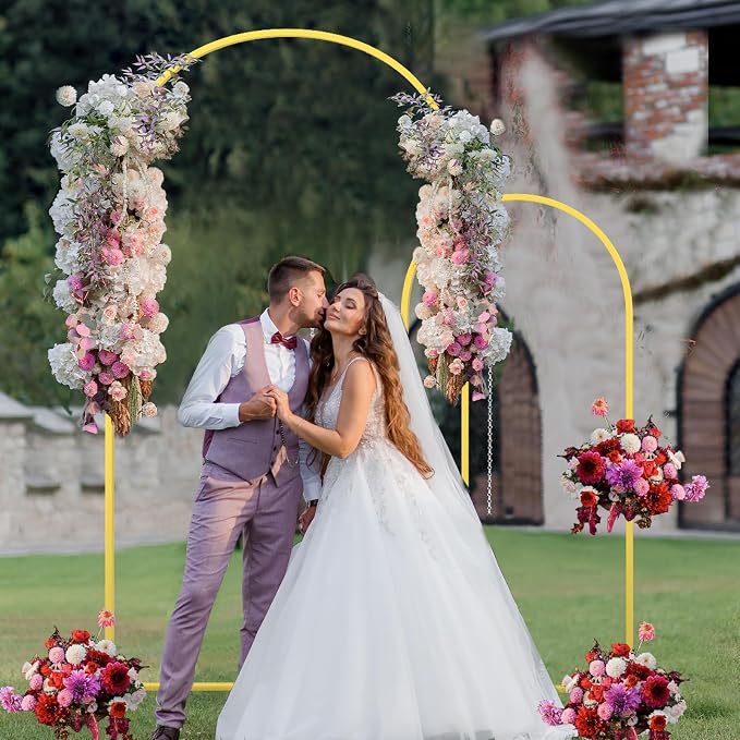Metal Arch Backdrop Stand Wedding Arch frame Set of 2 (7.2FT,6FT) Gold Balloon Backdrop Arch Stand for Wedding Ceremony Birthday Party Baby Shower Graduation Ceremony Decoration