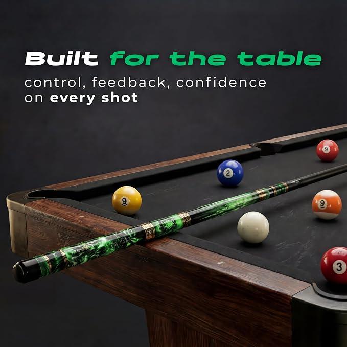 IgnatGames Premium Pool Cue Stick – 58" 2-Piece, Canadian Maple Cue with 12.5mm AirStrike Shaft, Premium Case & Accessories