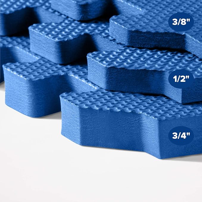 We Sell Mats 1/2 Inch Thickness Multipurpose EVA Foam Floor Tiles, Interlocking Floor Mat for Indoor Gym and Home Use, 24 in x 24 in, Blue, 24 Square Feet (6 Tiles)
