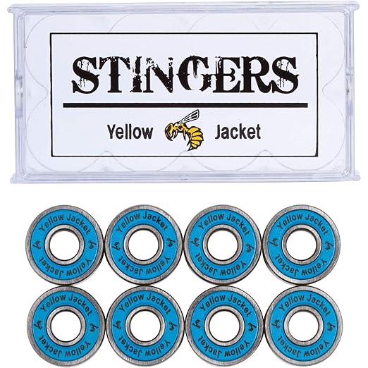 Yellow Jacket Premium Skateboard Bearings, Pro Longboard Bearings, 608, ABEC 11, Bomber Blue (Pack of 8)