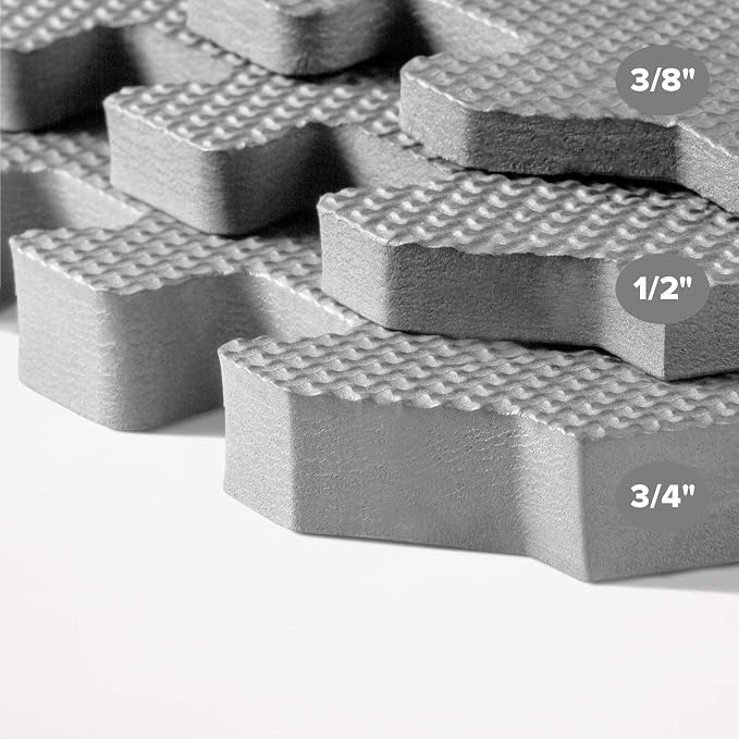 We Sell Mats 1/2 Inch Thickness Multipurpose EVA Foam Floor Tiles, Interlocking Floor Mat for Indoor Gym and Home Use, 24 in x 24 in, Light Gray, 24 Square Feet (6 Tiles)