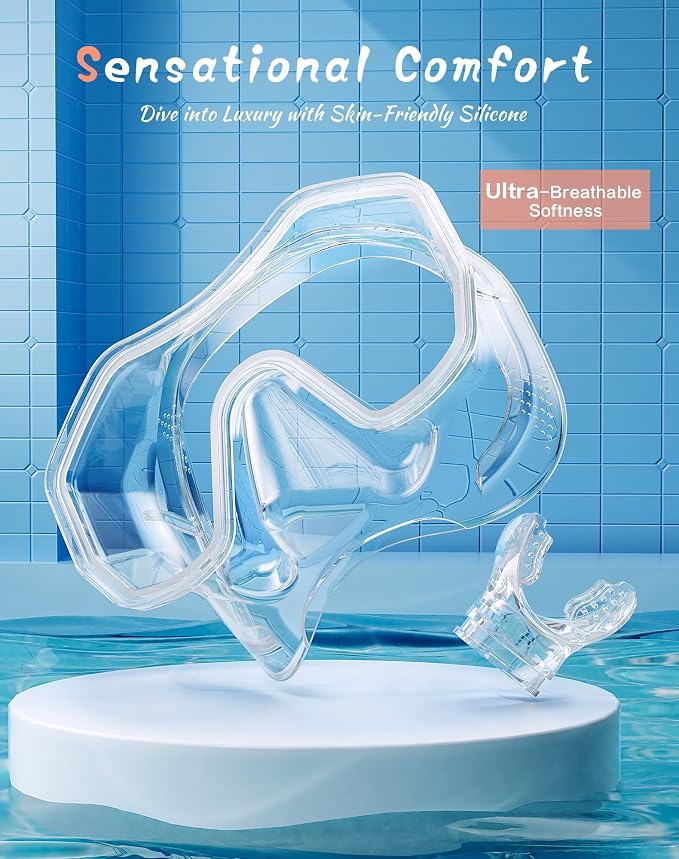 Snorkeling Gear for Adults Kids, Dry-Top Snorkel Set, 180°Panoramic Wide View Diving Mask Breathing Freely Snorkel Mask for Snorkeling Scuba Diving Swimming Travel