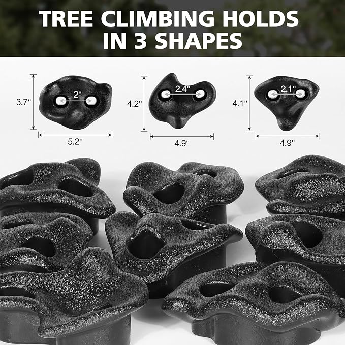 TOPNEW 18PCS Ninja Tree Climbing Holds and 6 Sturdy Ratchet Straps for Kids Tree Climbing, Large Climbing Rocks for Outdoor Ninja Warrior Obstacle Course Training
