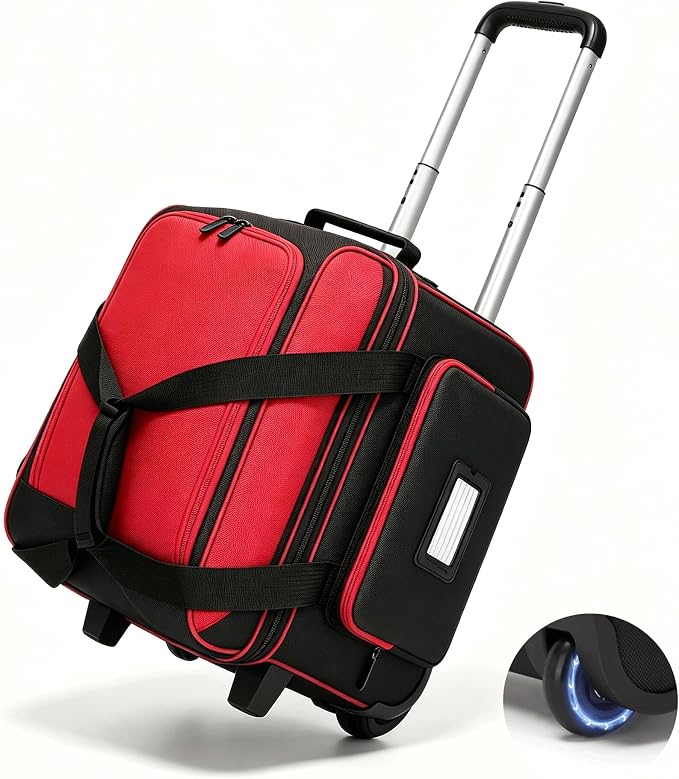 Single Roller Bowling Bag with Wheels, 1 Bowling Ball Bag with Separate Shoe Compartment and Retractable Handle Extends to 37.0 Inches, Padded Foam Ball Insert
