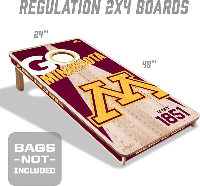 YouTheFan NCAA 2’ x 4’ Professional Wood Cornhole Game