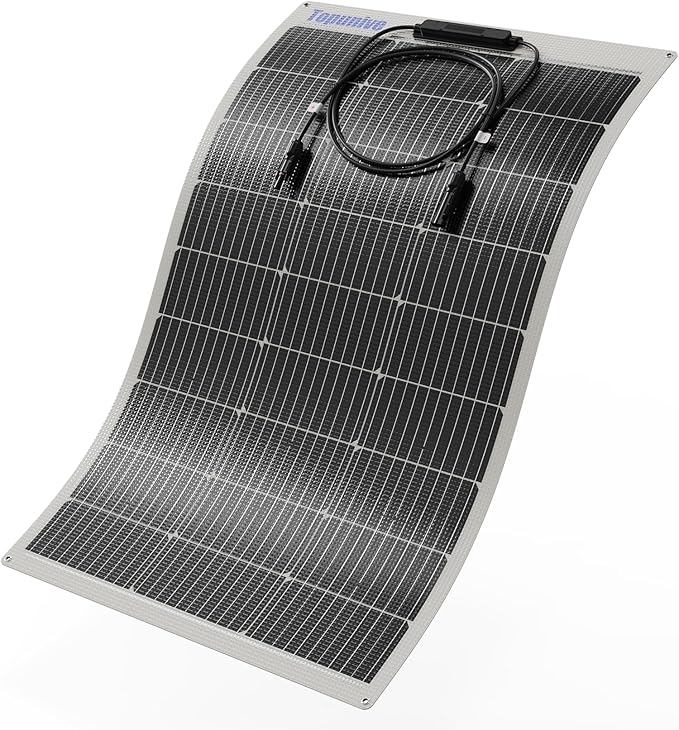 100W 12V Flexible Solar Panel 9BB Monocrystalline Cell 12 Volt Semi-Flexible for Marine RV Trailer Boat Cabin Van Car Uneven Surfaces 12V Battery Charge