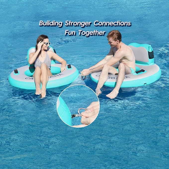 CALOBANA Round Floating Ring Inflatable Water Hammock Heavy Duty River Floats Lake Raft for Adults Tanning Pool Lounger Float Island Platform Pad Mat for Party