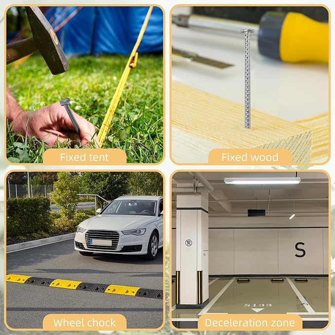 16 Inch Rebar Stakes, 0.4 Inch Diameter Ground Stake, Metal Stakes for Ground, Heavy Duty Ground Anchor Spikes for Speed Bump, Parking Curb and Camping Tent (20Pcs,Silver)