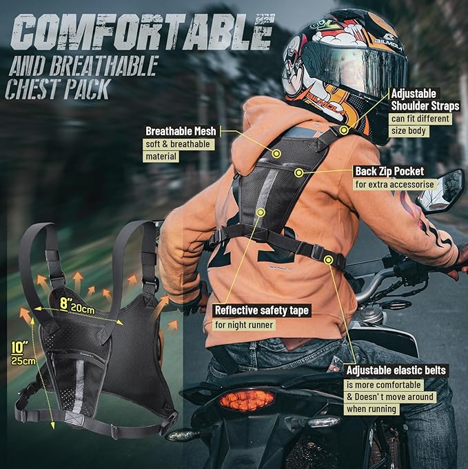 RXW Outdoor Sport Chest Rig for Men Women, Running Vest Bag with Pack Holster, Chest Pack Built in Phone Holder for Cycling, Camping,Travel, Hiking, Workouts, EDC（Brown）