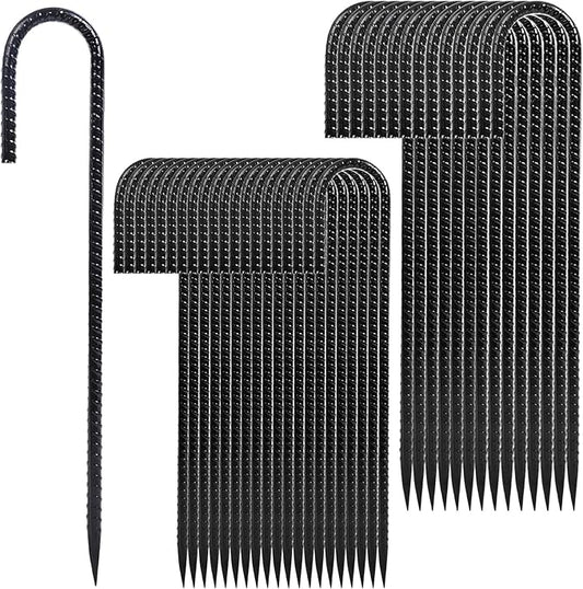 Homwin Rebar Stakes 12 inches 34-Pack Ground Stakes Heavy Duty J Hook Tent Stakes for Outdoor Decorations and Inflatables, Metal Yard Stakes for Fencing and Gardening, Gazebo and Swing Set Anchors