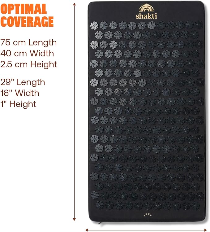 ShaktiMat Acupressure Mat for Relaxation, Massage Muscles, Aid Sleep & Unlock Inner Tension, Similar to Acupuncture, No Needles Required (Premium, Level 3, Shakti Black)