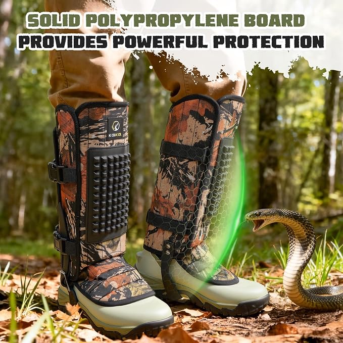 Kalkal Snake Gaiters, 1200D Waterproof Snake Chaps Snake Gaiters for Men Women, Adjustable Snake Bite Protection Snake Guards for Legs Men, Snake Proof Gaiters for Hiking Hunting