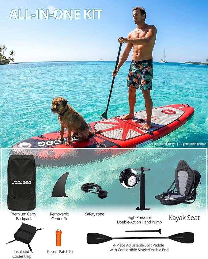 Inflatable Stand Up Paddle Board with Seat, 10'6"/10'5" SUP 440LBS, Recreational Paddleboard for Adults Beginners, Blow Up Paddle Board with Fishing Design, Camera Mount, Cooler Bag & Full Accessories