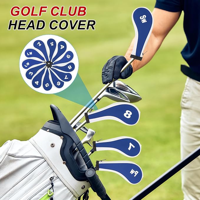 PATIKIL Golf Club Head Cover, Number Golf Club Irons Covers Neoprene Driver Headcover Golf Lovers Gifts