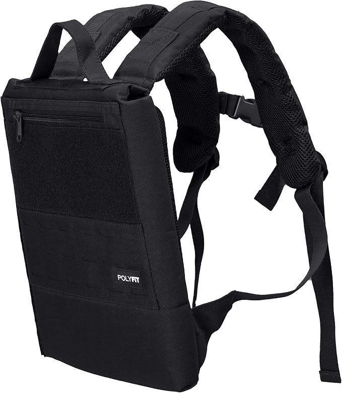 Polyfit Rucking Backpack 2.0 - Weighted Ruck Pack for Weight Plates - Patent Pending Side-Loading Rucksack for Walking, Running, Rucking, Strength and Endurance Training - Black