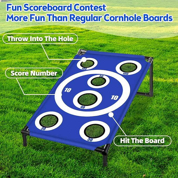 NZQXJXZ Cornhole Board Set with 8 Bean Bags 3x2 Ft Corn Hole Games Portable Cornhole Set for Indoor and Outdoor Ideal for Kids, Adults, Camping,Travel,Beach, Yard
