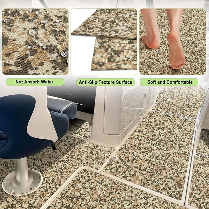Boat Flooring EVA Foam Boat Decking Sheet Self Adhesive Marine Flooring Brushed Camo Marine Carpet for Boats Yacht Kayak Decking Cushioning Cooler Seating Helm Pad Swimming RV Golf Cart Non Slip Pad