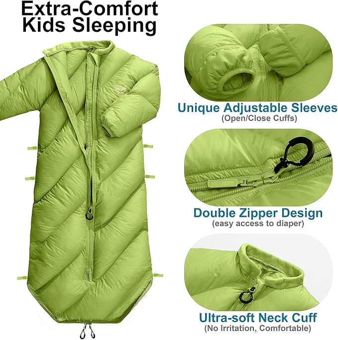 Walkable Toddler Sleeping Bags for Kids, Boys Girls (2T-4T) - Puffy Camping Sleeping Sack for Indoor, Outdoor, Travel, Sleepover, Slumber Party (up to 46 in)- Machine Washable, Lightweight