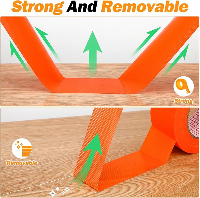 4 Pcs Pickleball Court Tape, 2in x 656 ft Tape for Outdoor Indoor Court Temporary Lines Marking Kit for Basketball Games Activities, Orange and Yellow