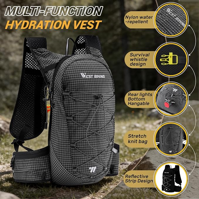 Lightweight Hydration Backpack with 2L Water Bladder Running Hydration Vest Backpack Specialized Hydration Pack for Cycling, Hiking, and Mountaineering