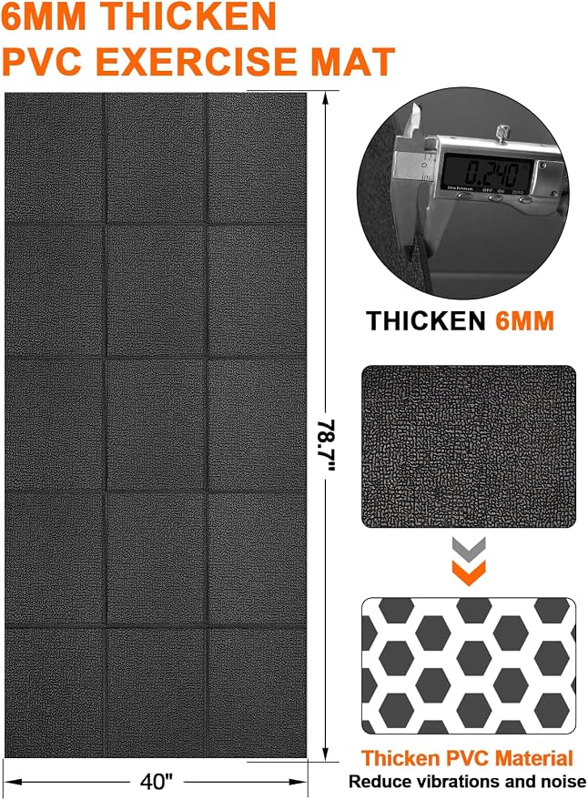 Treadmill Mat 78"x40", WERCHO Foldable Walking Pad Mat for Carpet Hardwood Floors 6mm Heavy-Duty Exercise Equipment Mat for Treadmil Pad,Spin Bike, Elliptical Trainer, Home, Gym