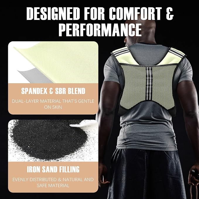 NATURELUX Weighted Vest Men or Women - 5/10/15/20/25/30lbs Weights with Reflective Stripe, Weighted Vest for Workout Equipment for Strength Training Running - Walking Weight Loss